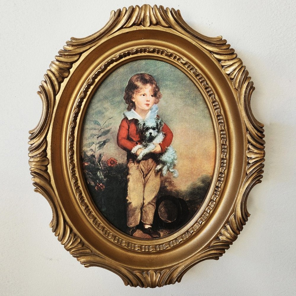 Framed Art Print: Master Simpson by Arthur Devis -Boy With Top Hat & Dog
